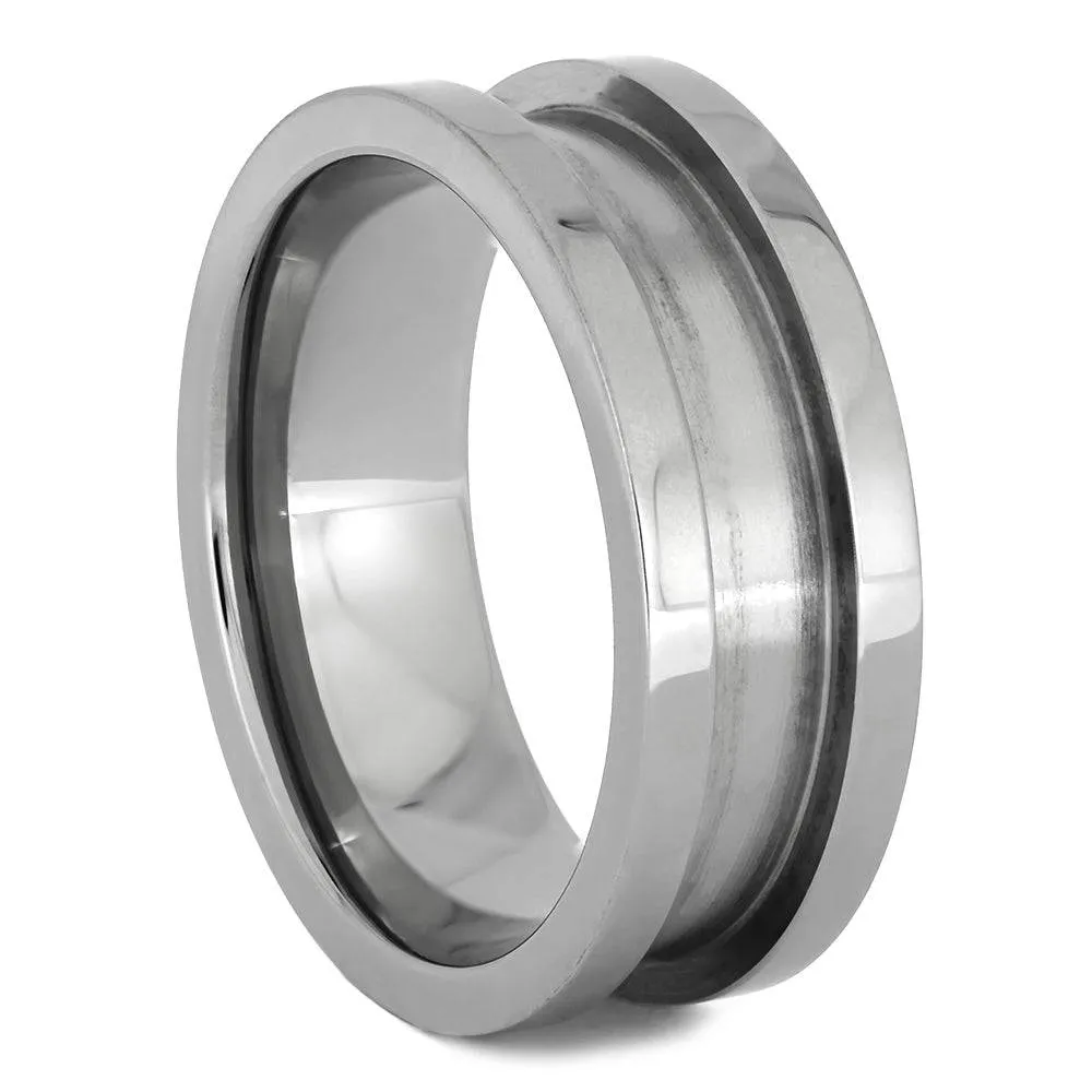 Modular Titanium Ring Set With Dinosaur Bone & Meteorite Inlays
