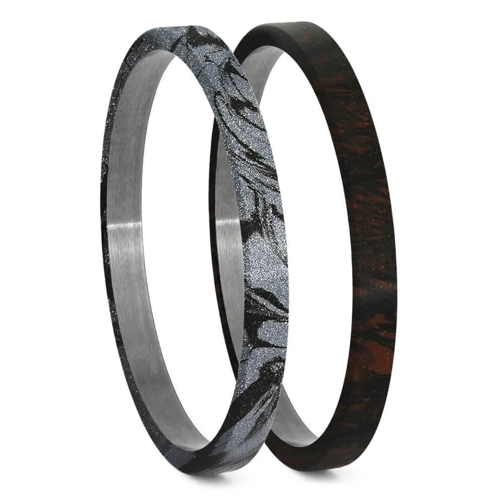 Mokume Gane & Titanium Modular Ring Set