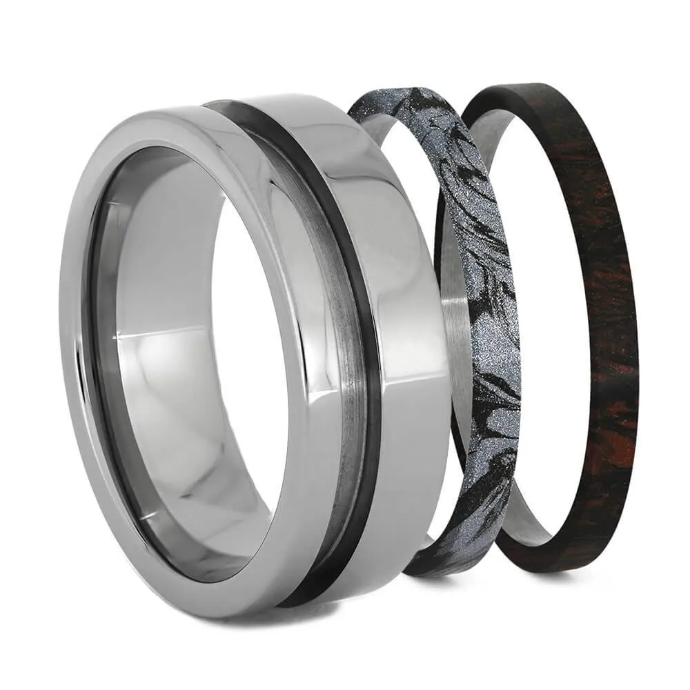 Mokume Gane & Titanium Modular Ring Set