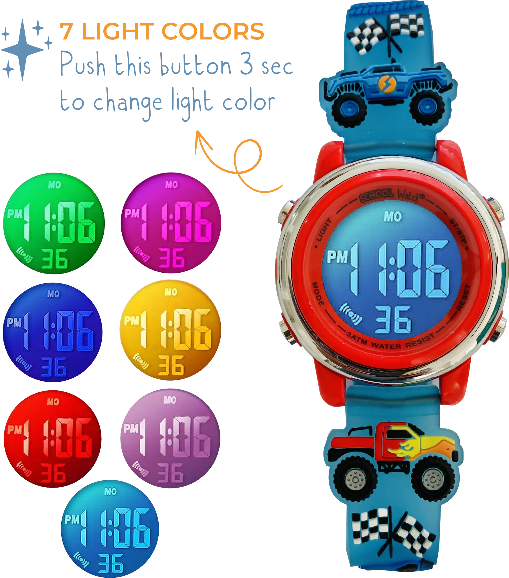 Monster Trucks Light Up Watch