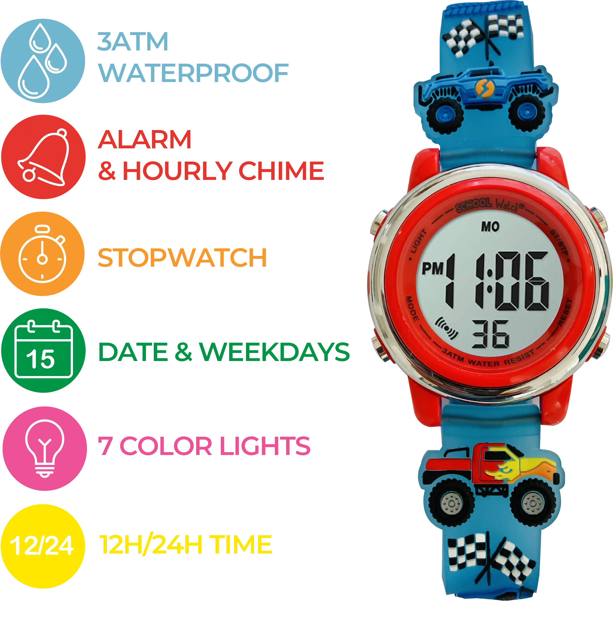 Monster Trucks Light Up Watch
