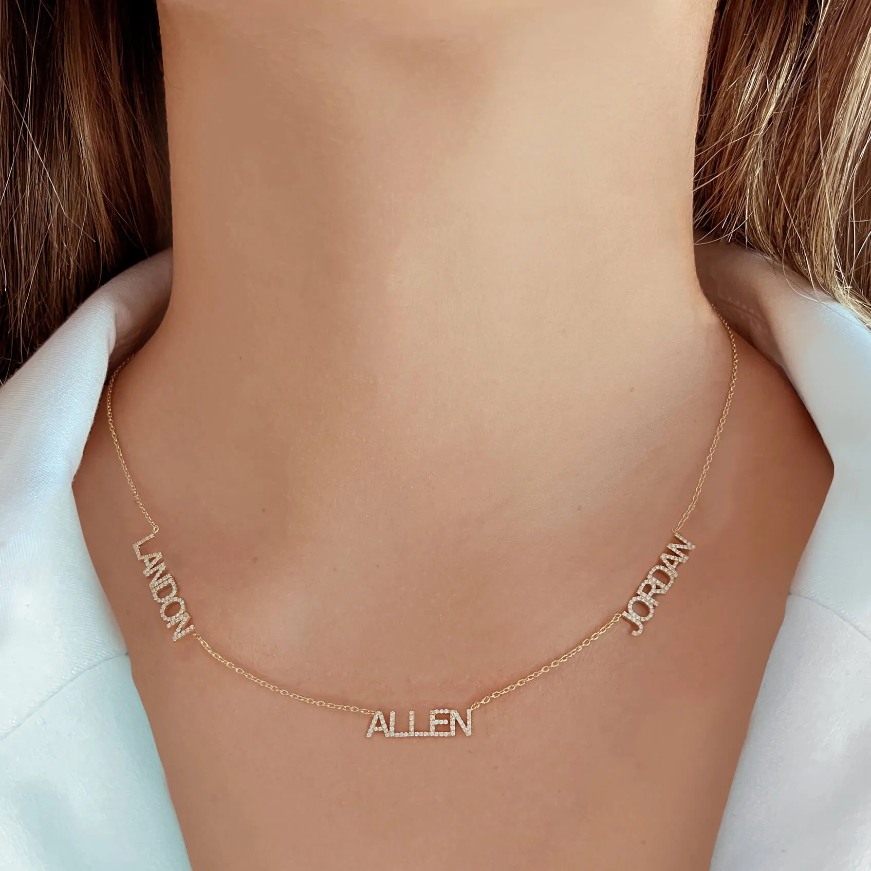 Multiple Diamond Names Necklace