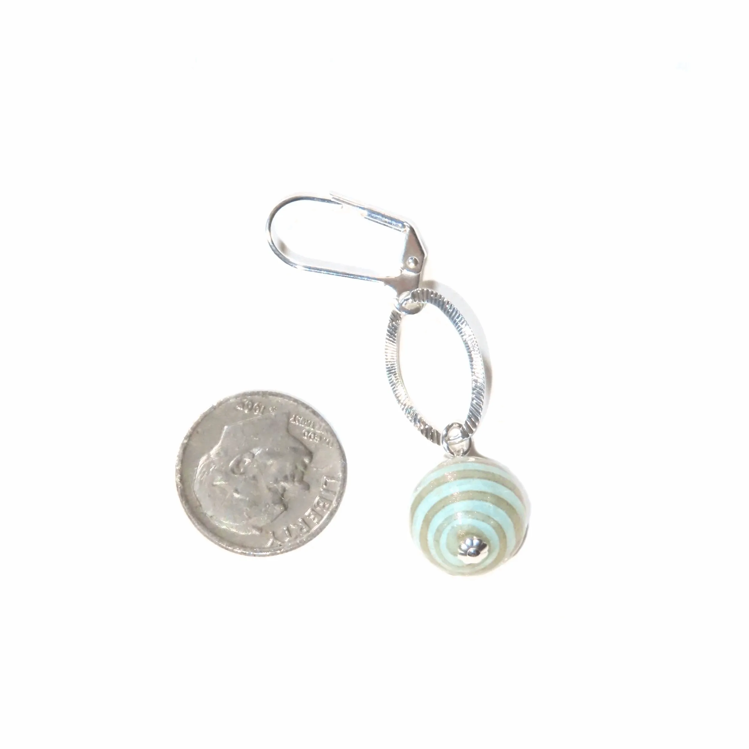 Murano Glass Aquamarine Copper Rings Long Silver Earrings