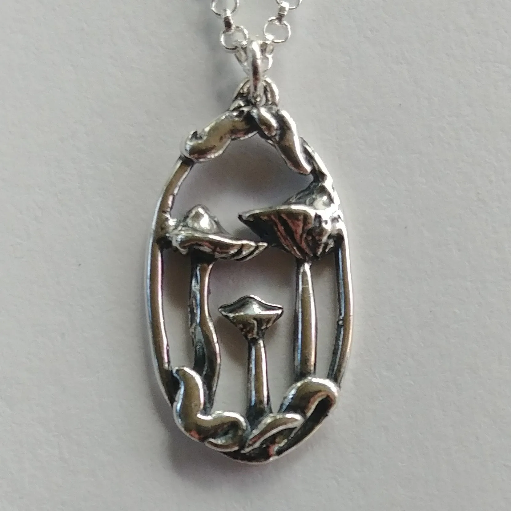Mushroom Family Necklace in Sterling Silver