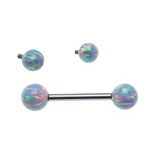 Mystic Grey 5mm, 6mm fire Opal Titanium Nipple Ring 14g, 12g