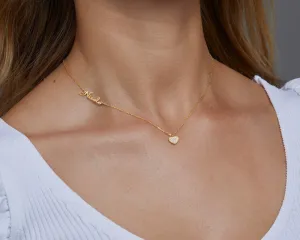 Name Necklace with Heart - 18K Gold Vermeil