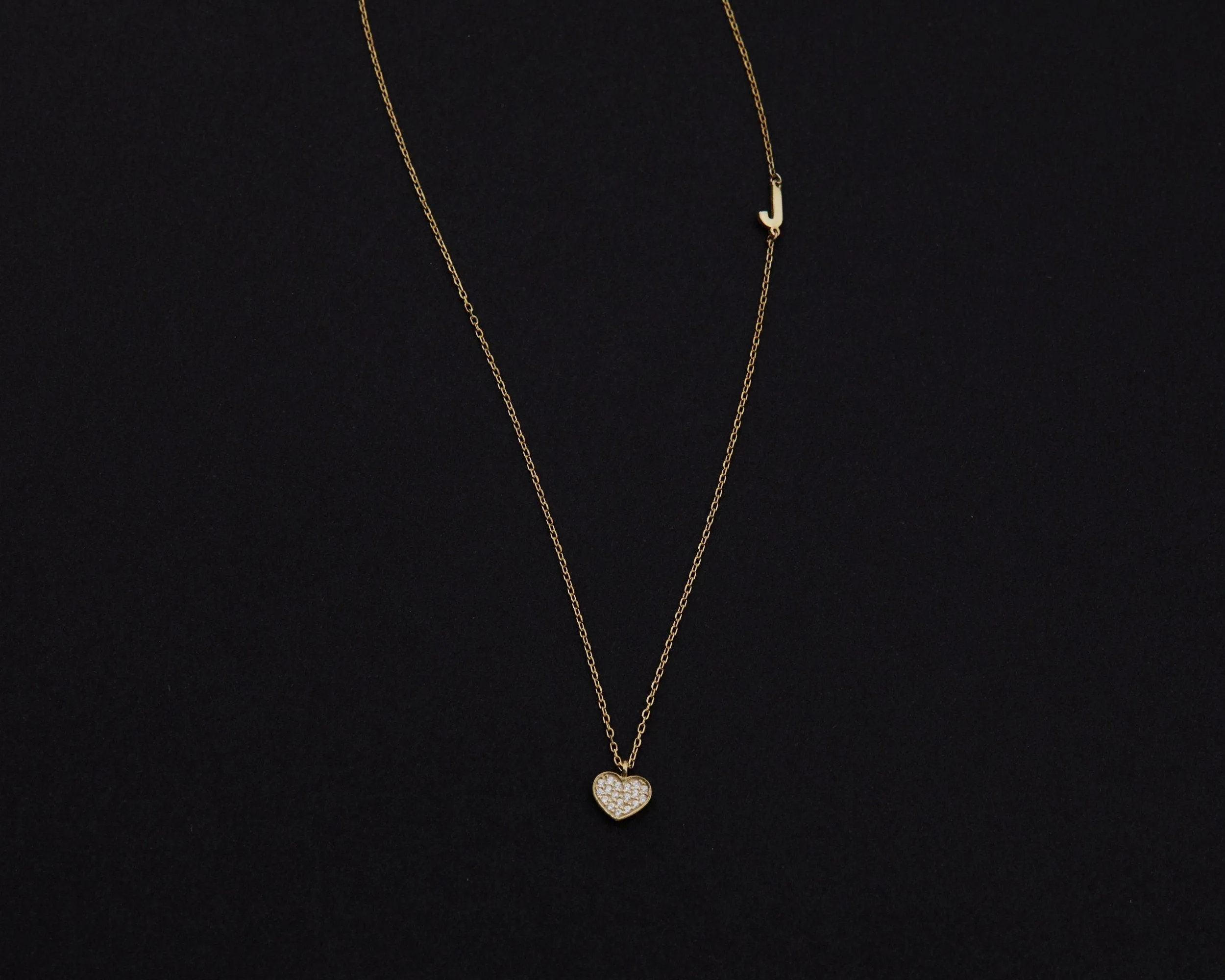 Name Necklace with Heart - 18K Gold Vermeil