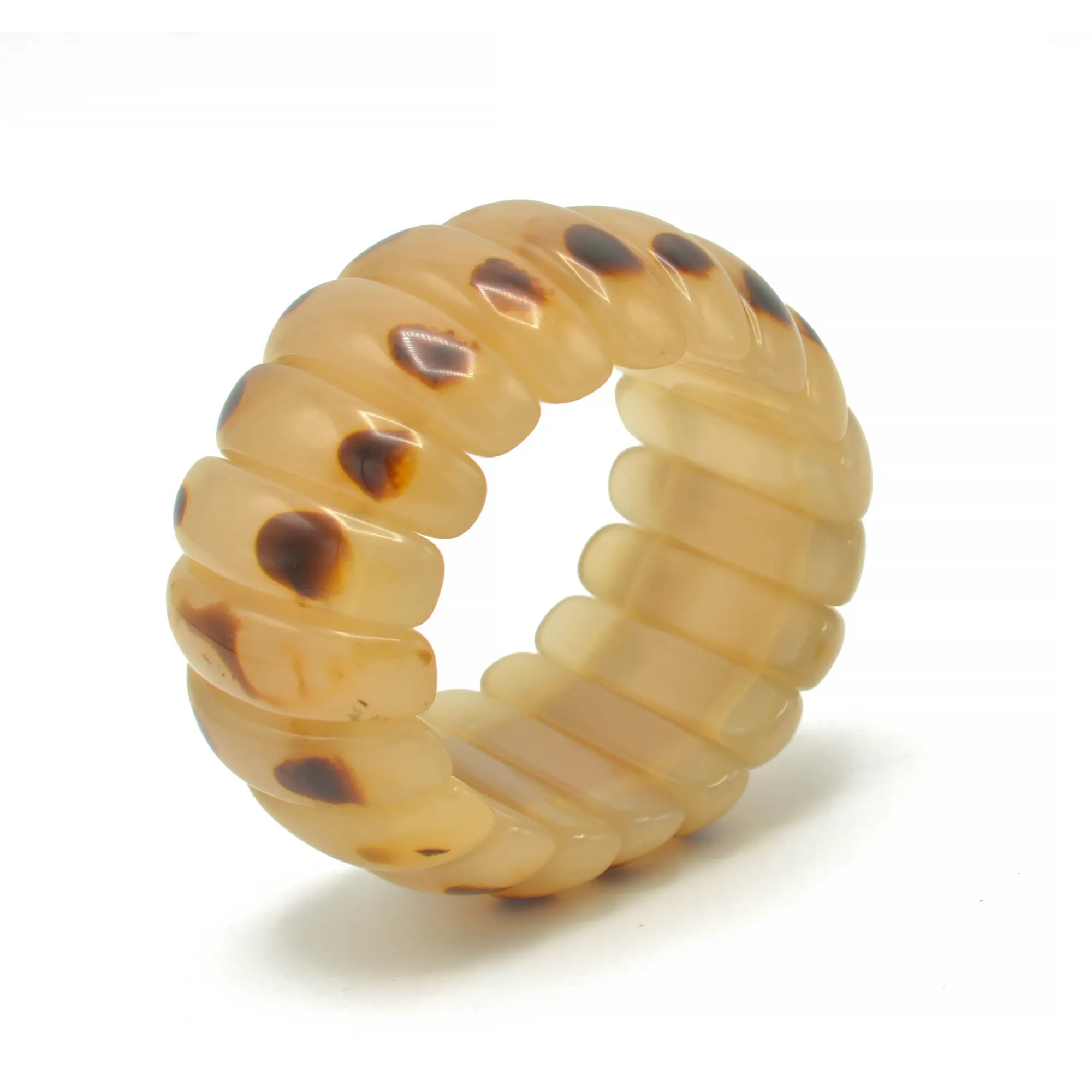 NATURAL COLOR RESIN BEADS MEMORY WIRE STRETCH BRACELET #FWNK-2206-019