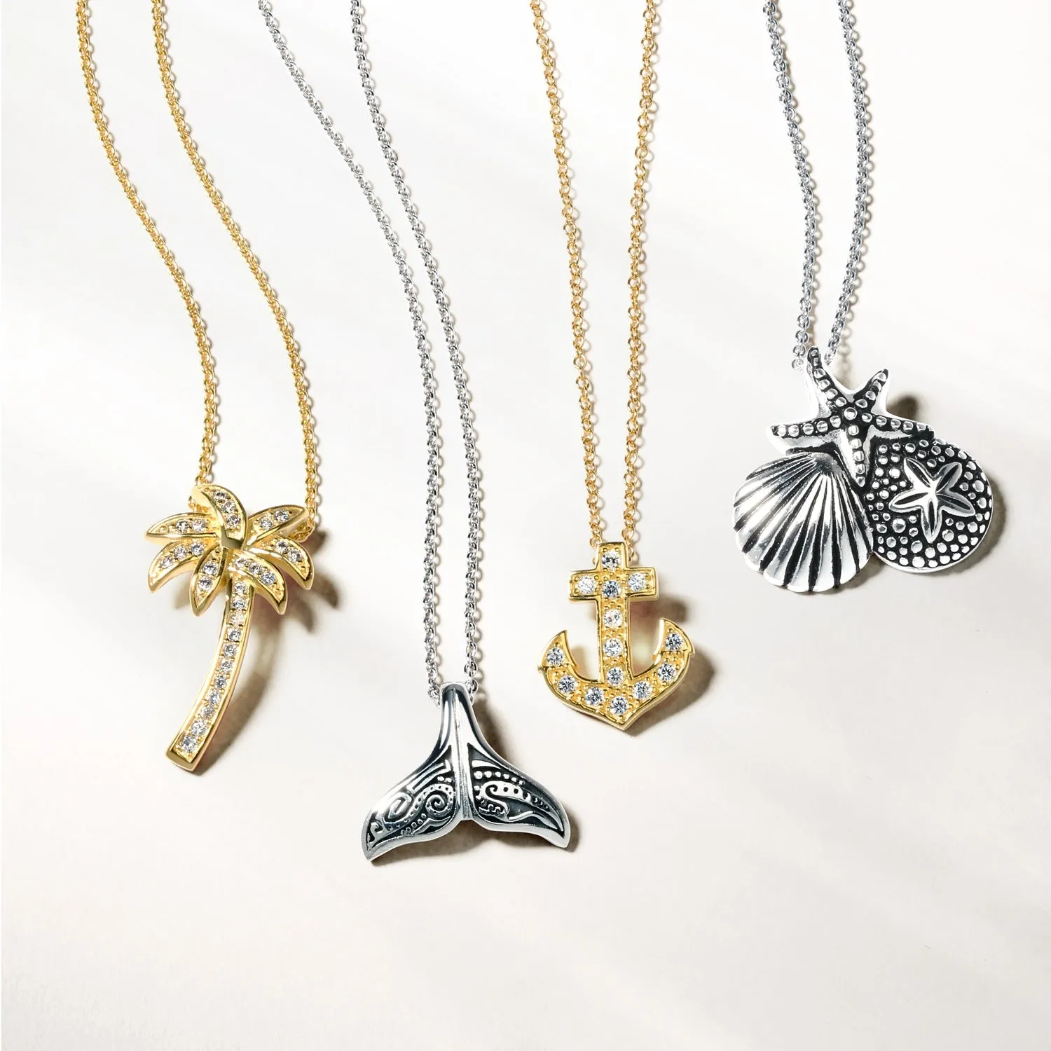 Nautical Whale Tail Pendant Necklace in Oxidized Sterling Silver for Sea Lovers