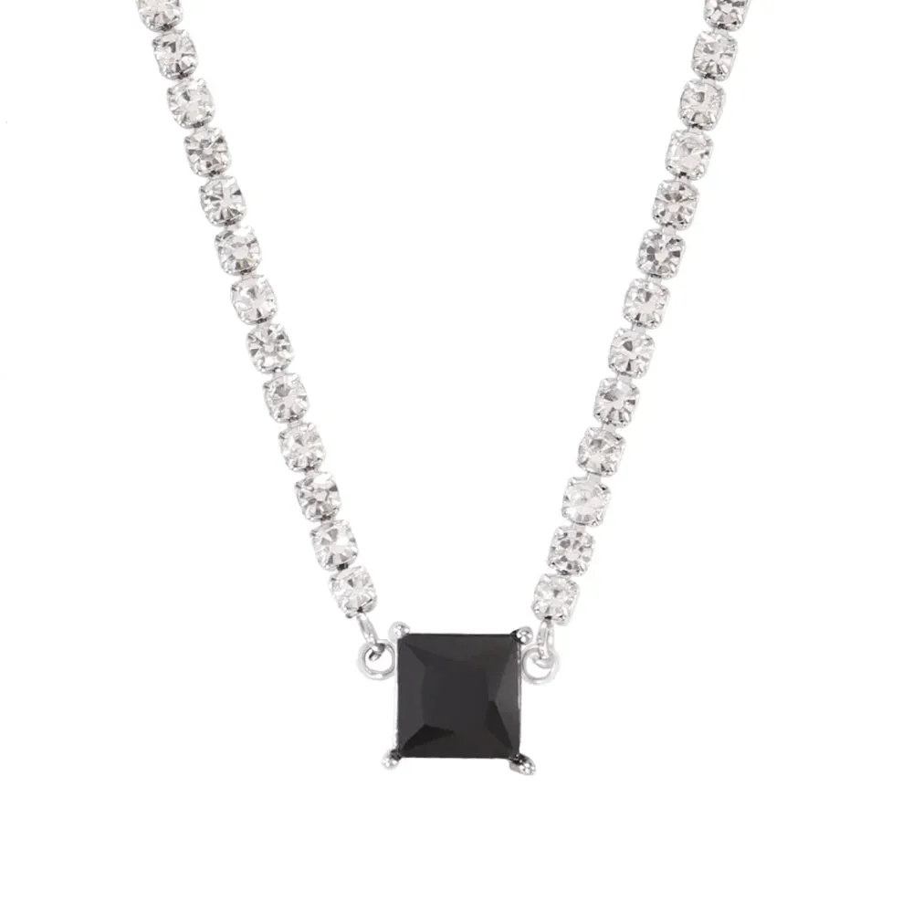 Necklace Tennis Chain Hip Hop Square Pendant Necklace Star Heart Zircon Choker Necklaces For Women Jewelry