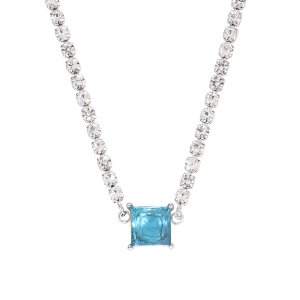 Necklace Tennis Chain Hip Hop Square Pendant Necklace Star Heart Zircon Choker Necklaces For Women Jewelry