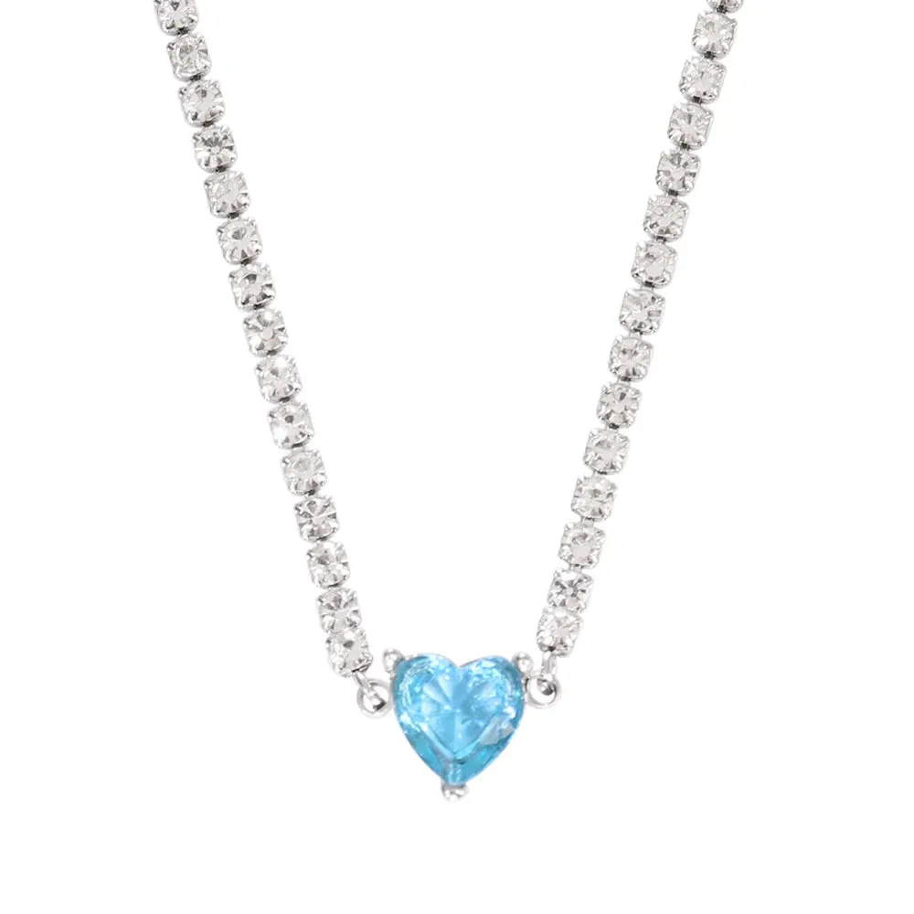 Necklace Tennis Chain Hip Hop Square Pendant Necklace Star Heart Zircon Choker Necklaces For Women Jewelry