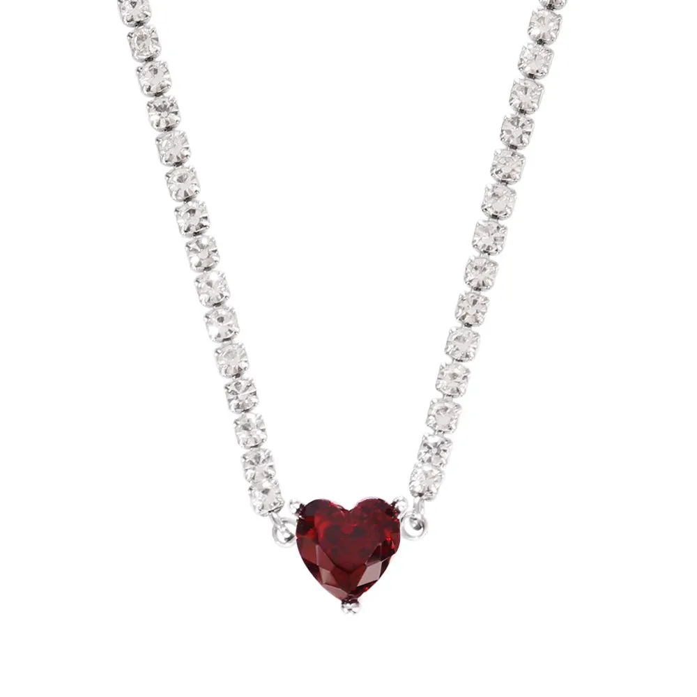 Necklace Tennis Chain Hip Hop Square Pendant Necklace Star Heart Zircon Choker Necklaces For Women Jewelry