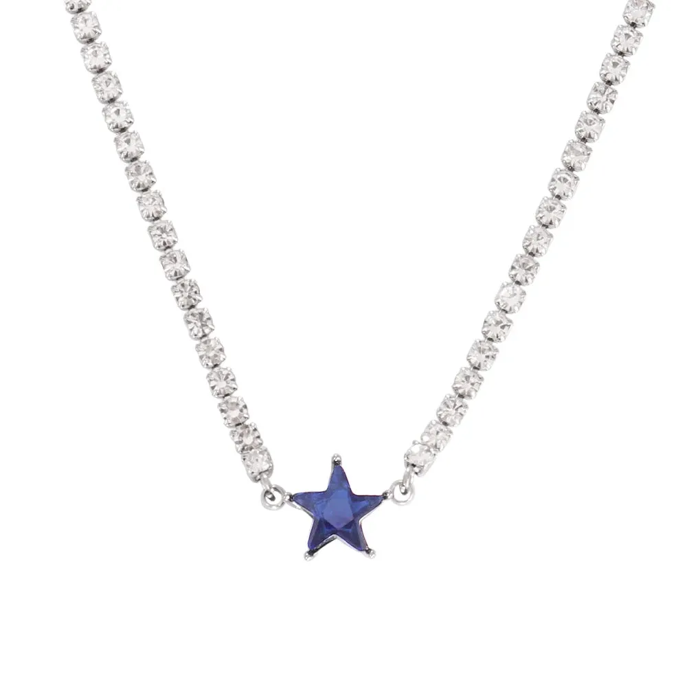 Necklace Tennis Chain Hip Hop Square Pendant Necklace Star Heart Zircon Choker Necklaces For Women Jewelry
