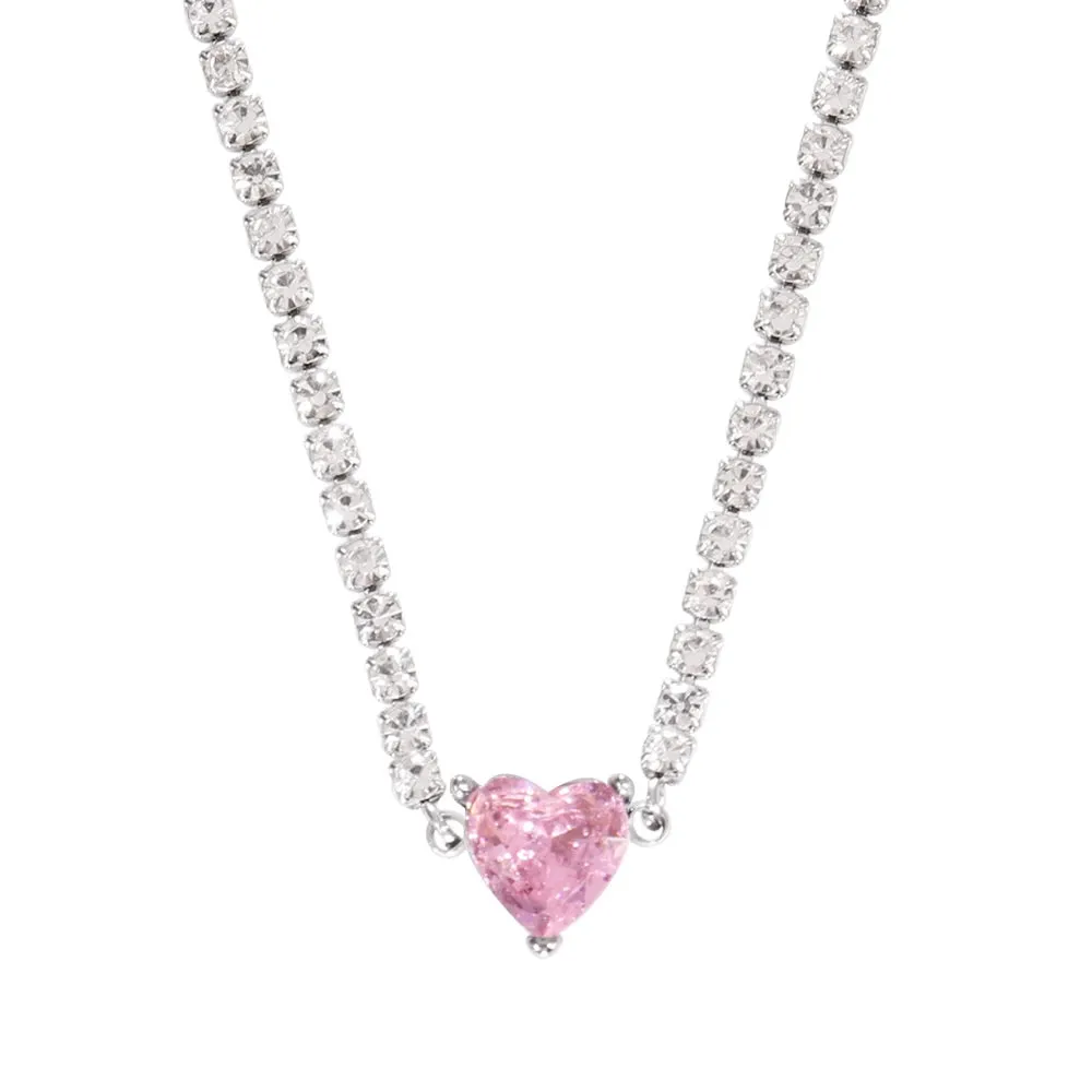Necklace Tennis Chain Hip Hop Square Pendant Necklace Star Heart Zircon Choker Necklaces For Women Jewelry