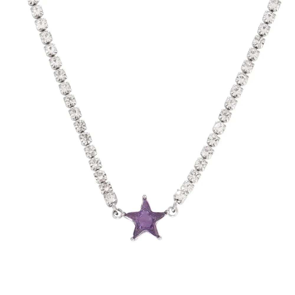 Necklace Tennis Chain Hip Hop Square Pendant Necklace Star Heart Zircon Choker Necklaces For Women Jewelry