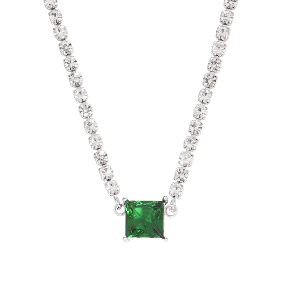 Necklace Tennis Chain Hip Hop Square Pendant Necklace Star Heart Zircon Choker Necklaces For Women Jewelry