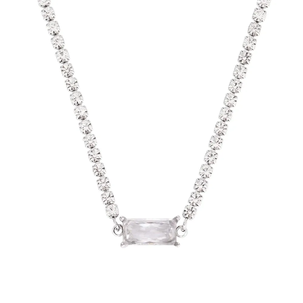 Necklace Tennis Chain Hip Hop Square Pendant Necklace Star Heart Zircon Choker Necklaces For Women Jewelry
