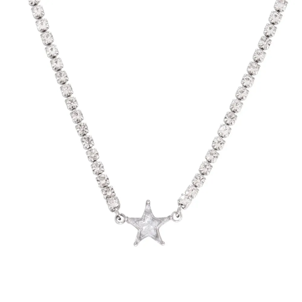 Necklace Tennis Chain Hip Hop Square Pendant Necklace Star Heart Zircon Choker Necklaces For Women Jewelry