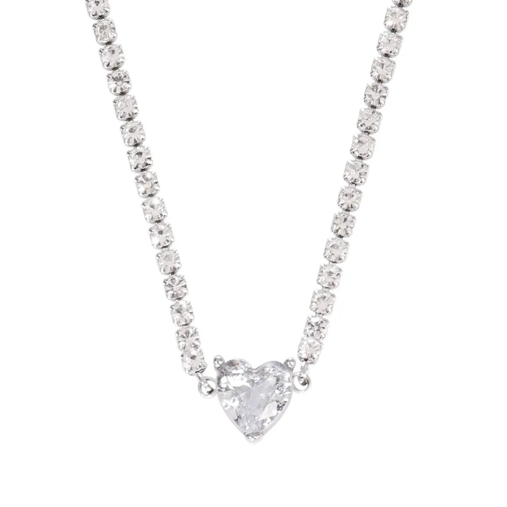 Necklace Tennis Chain Hip Hop Square Pendant Necklace Star Heart Zircon Choker Necklaces For Women Jewelry