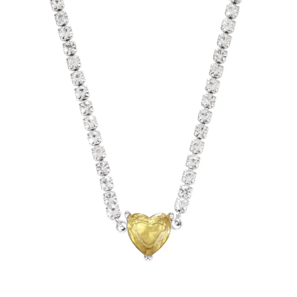 Necklace Tennis Chain Hip Hop Square Pendant Necklace Star Heart Zircon Choker Necklaces For Women Jewelry