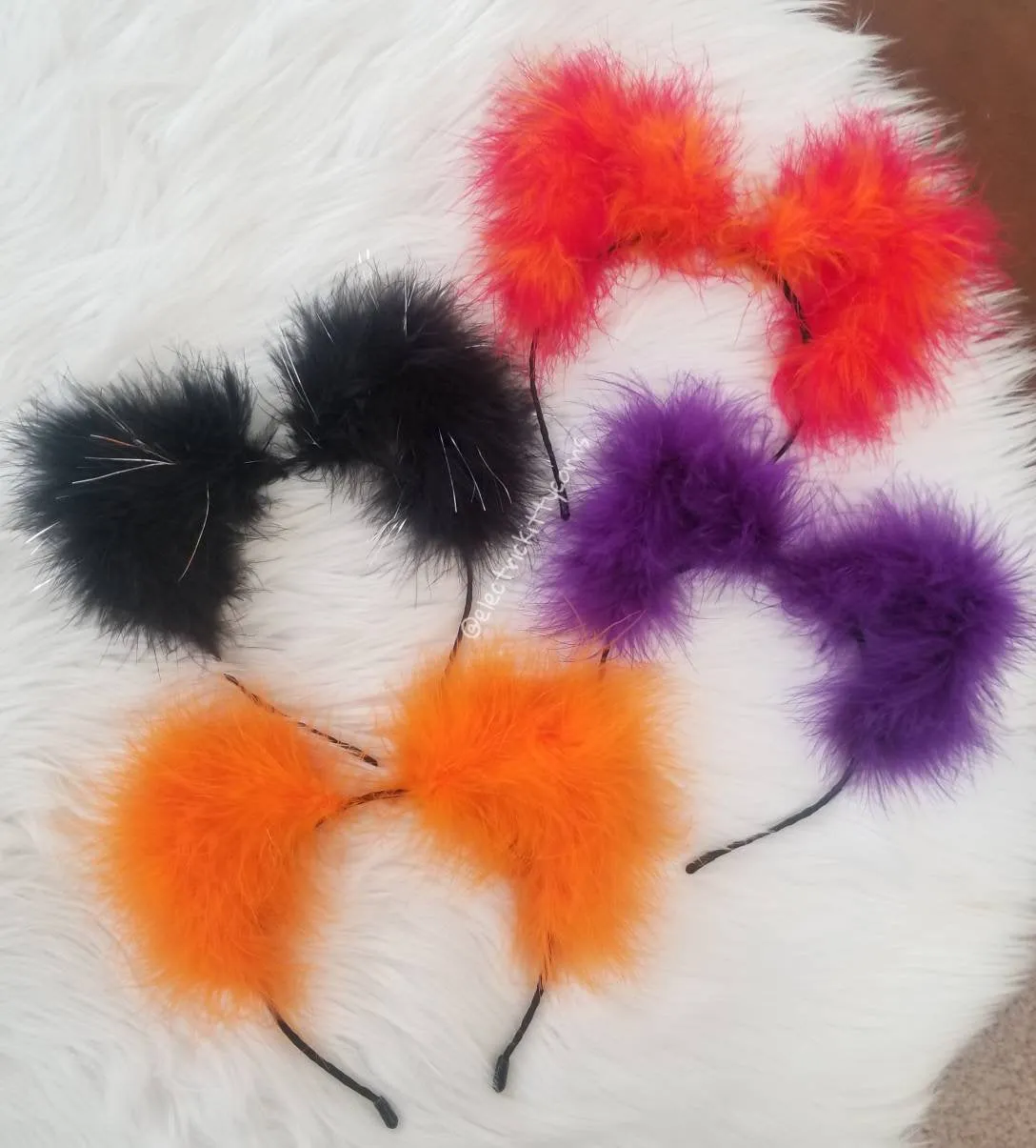 Neon Orange Pumpkin Fluff Kittycorn Ears