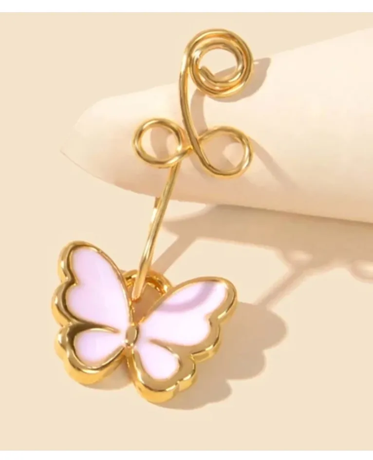 New Butterfly Nose Cuff Non Piercing Fake Nose Rings African Nose Cuff Faux Piercing Jewelry for Women Men Adjustable Non Piercing PINK