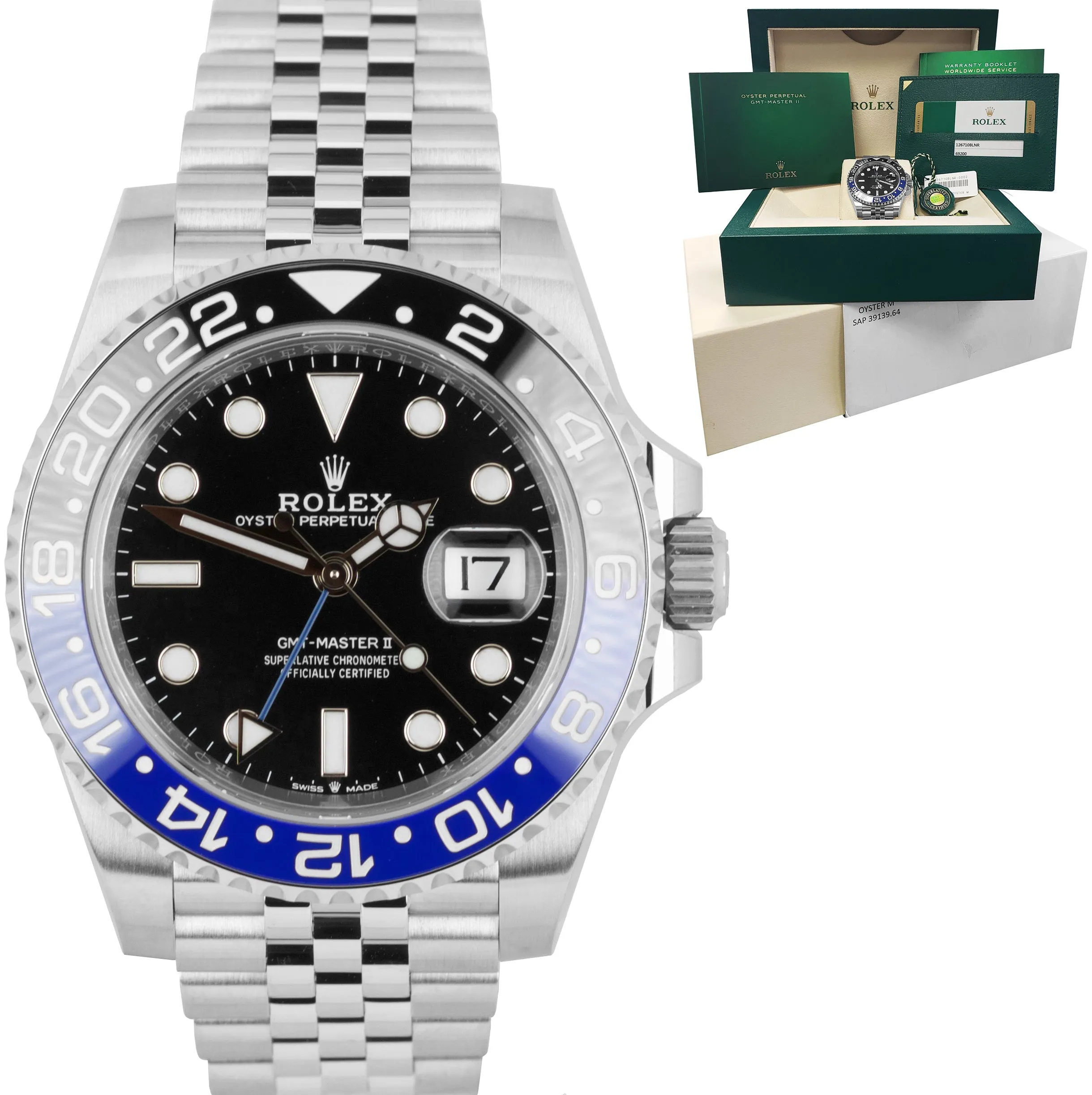 NEW FEBRUARY 2020 Rolex GMT Master II Batman Black Blue SS Ceramic 126710 BLNR