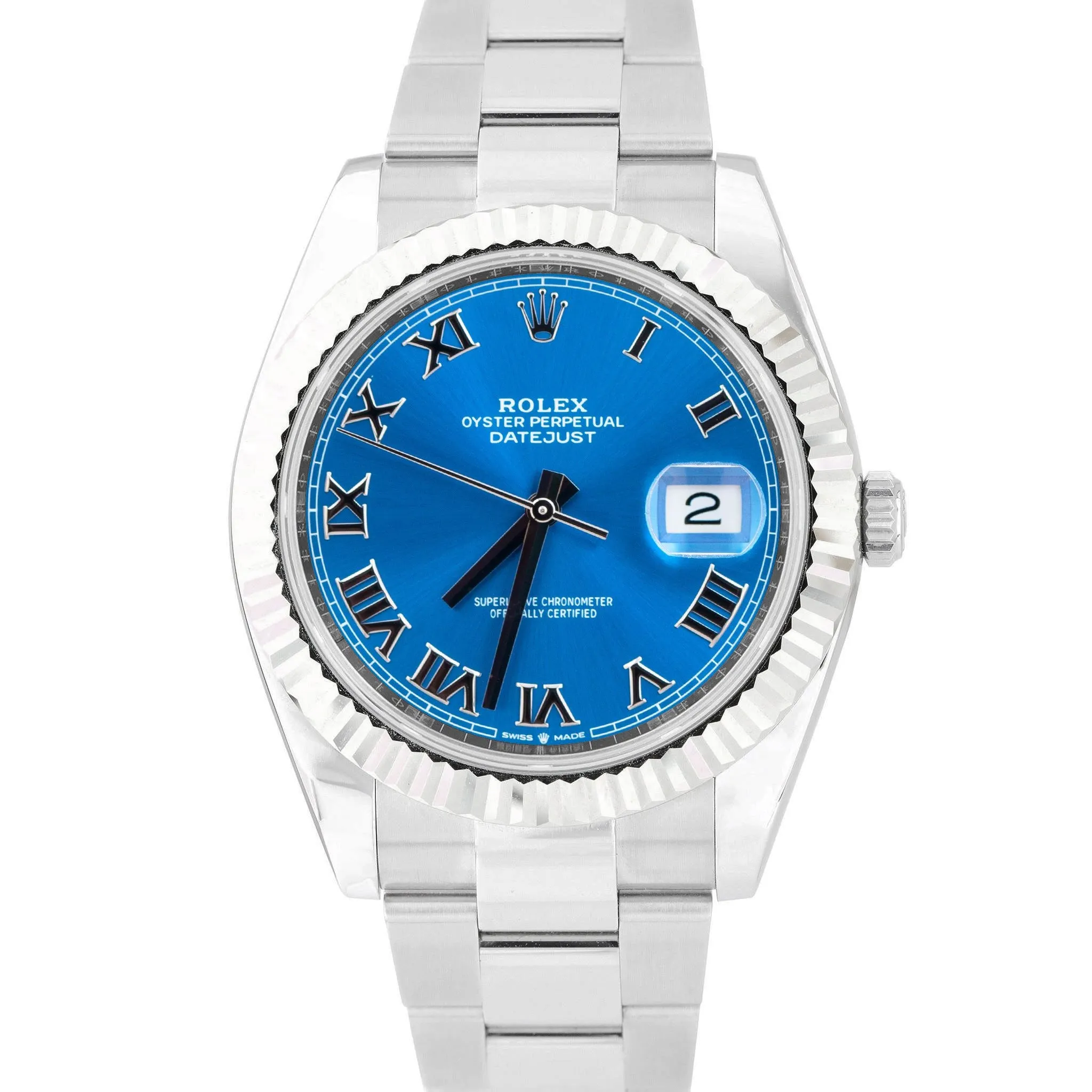 NEW JAN. 2023 Rolex DateJust 41 Azzurro Blue Roman Stainless Steel Oyster 126334
