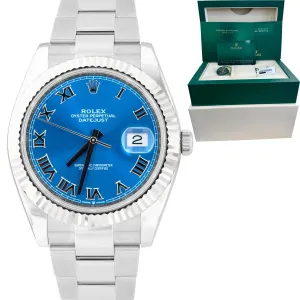 NEW JAN. 2023 Rolex DateJust 41 Azzurro Blue Roman Stainless Steel Oyster 126334