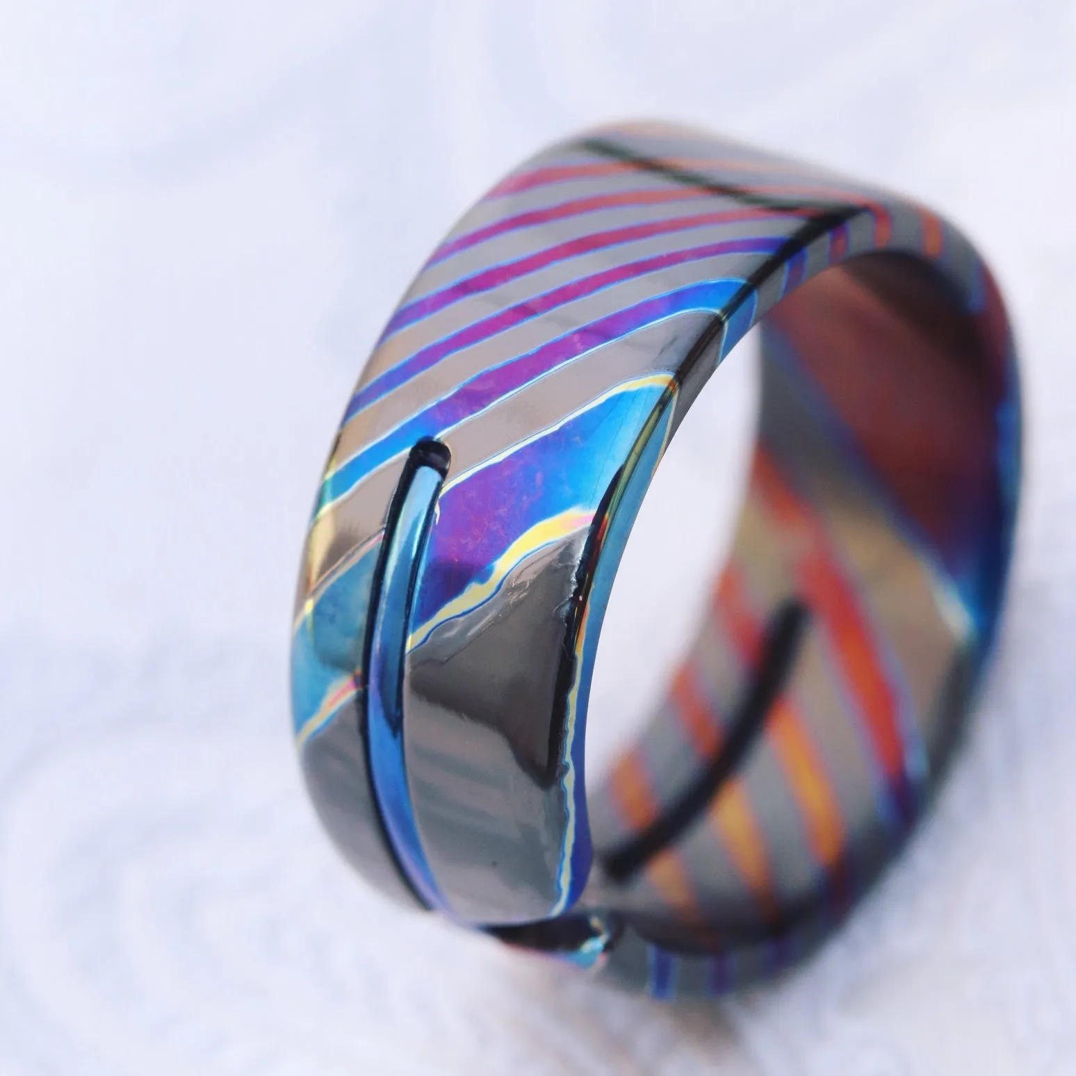 NEW ZRTI HYBRID*** Black Timascus ring 9mm , timascus ring, mokuti ring, colorful ring, hypoallergenic jewelry, Zirconium ring, mokuti ring