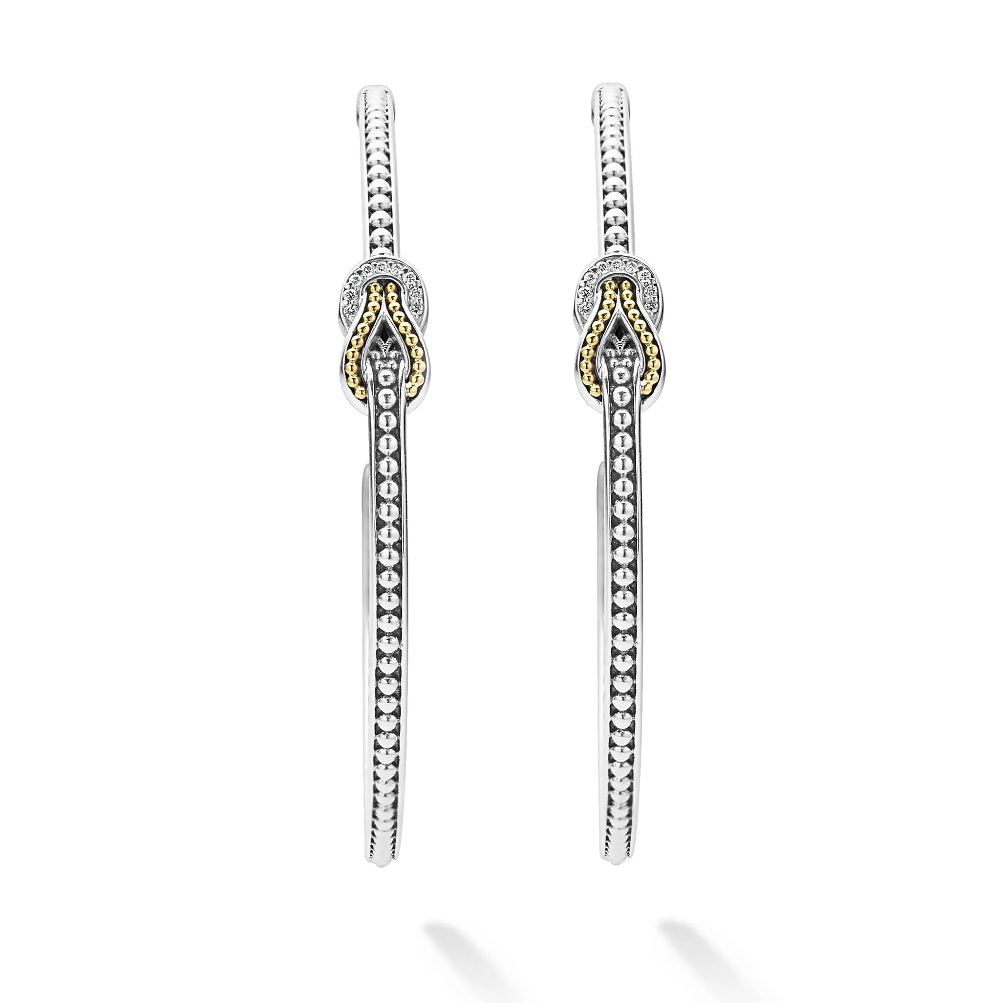 Newport Two-Tone Knot Diamond Hoop Earring