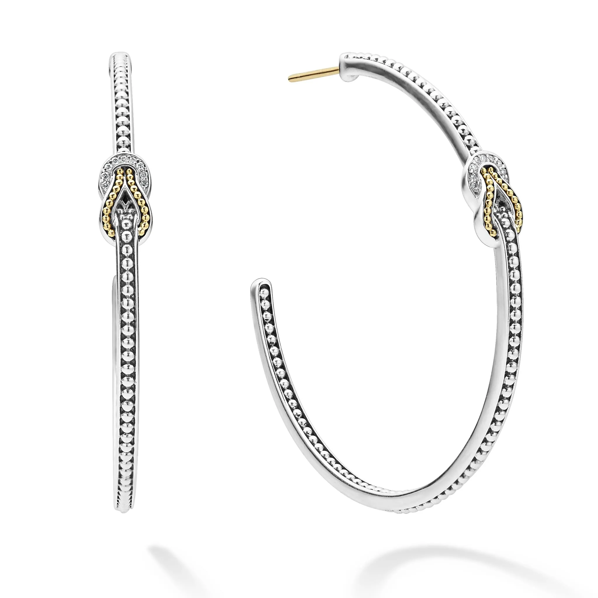Newport Two-Tone Knot Diamond Hoop Earring