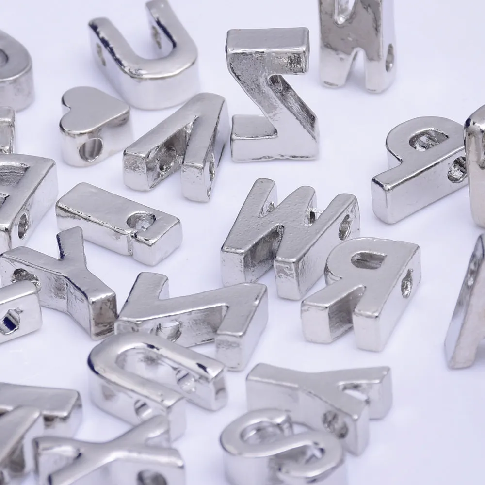 Nickel Alloy Letter Pendant Charm Capital letter Metal letter Finding Letter Initial Pendants for Personalize Necklaces " C " 10*6.5*3.5mm 10pcs