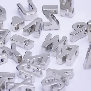 Nickel Alloy Letter Pendant Charm Capital letter Metal letter Finding Letter Initial Pendants for Personalize Necklaces " W " 10*6.5*3.5mm 10pcs