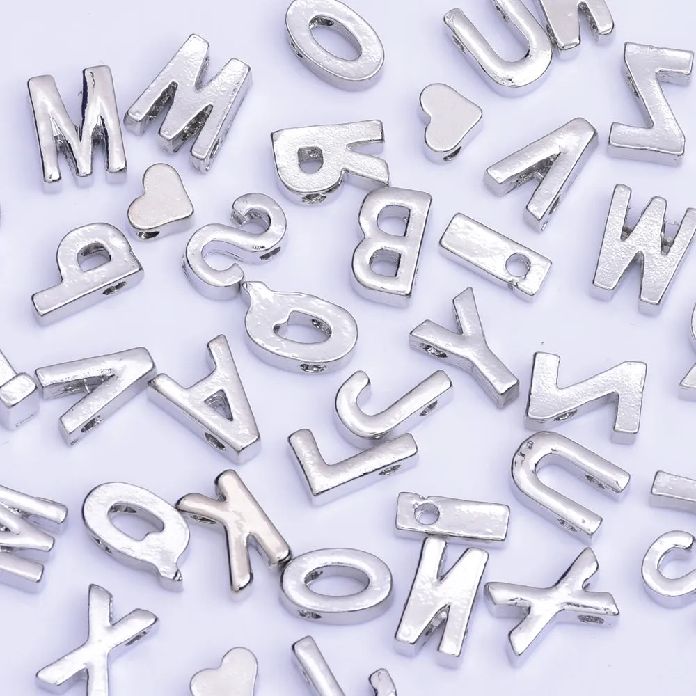 Nickel Alloy Letter Pendant Charm Capital letter Metal letter Finding Letter Initial Pendants for Personalize Necklaces " W " 10*6.5*3.5mm 10pcs