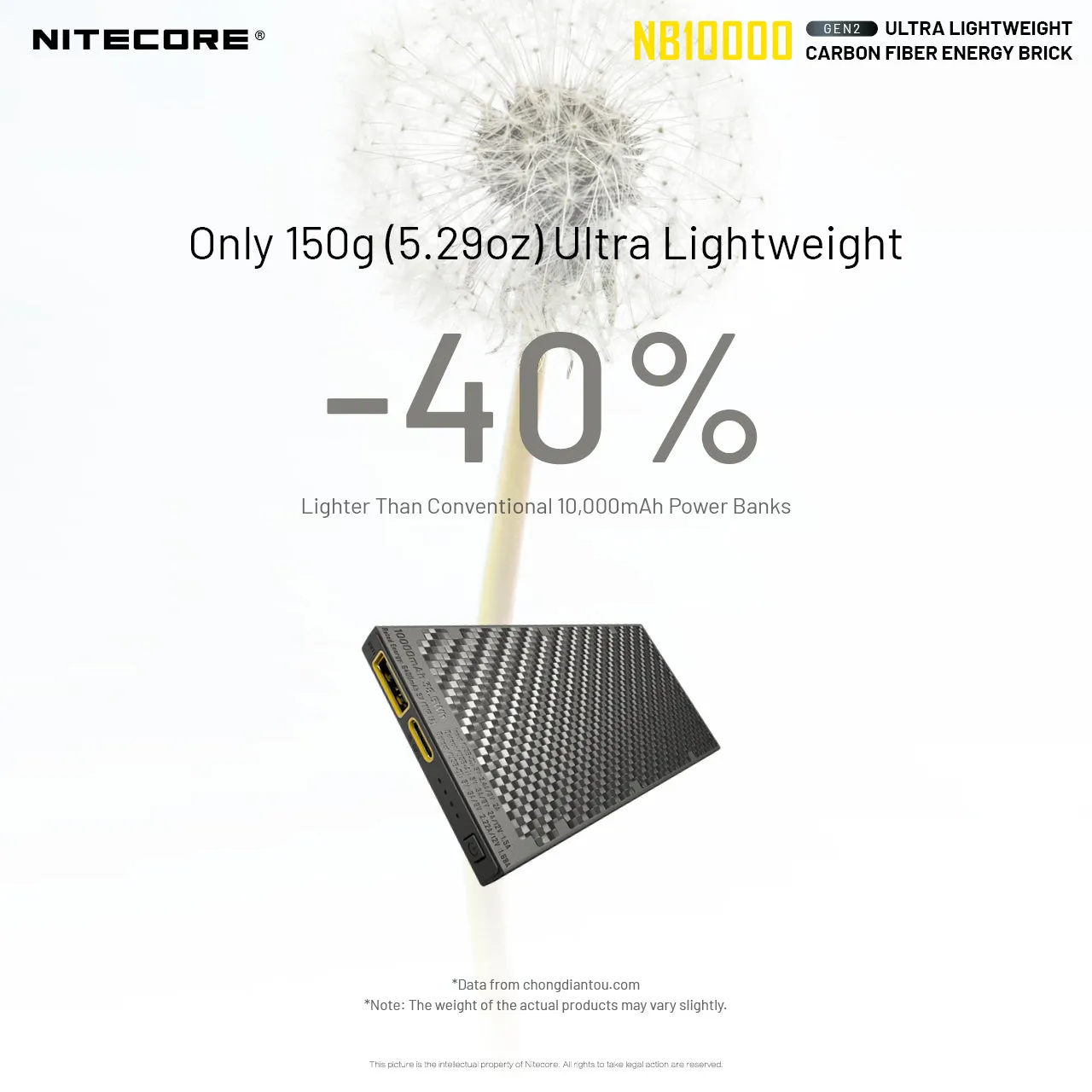 Nitecore NB10000 Gen 2 Quick-Charge USB/USB-C Dual Port 10000mAh Power Bank