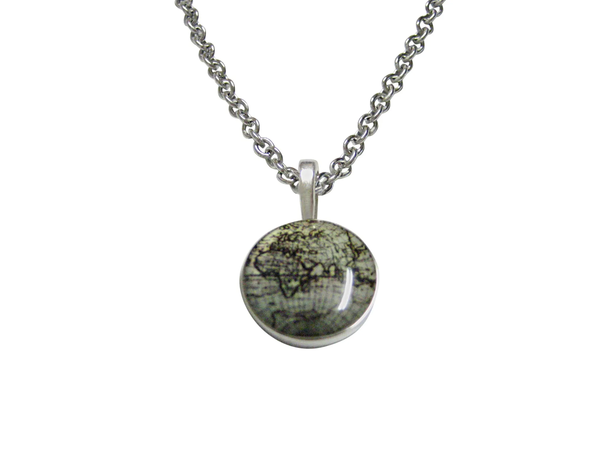 Old Style World Map Pendant Necklace