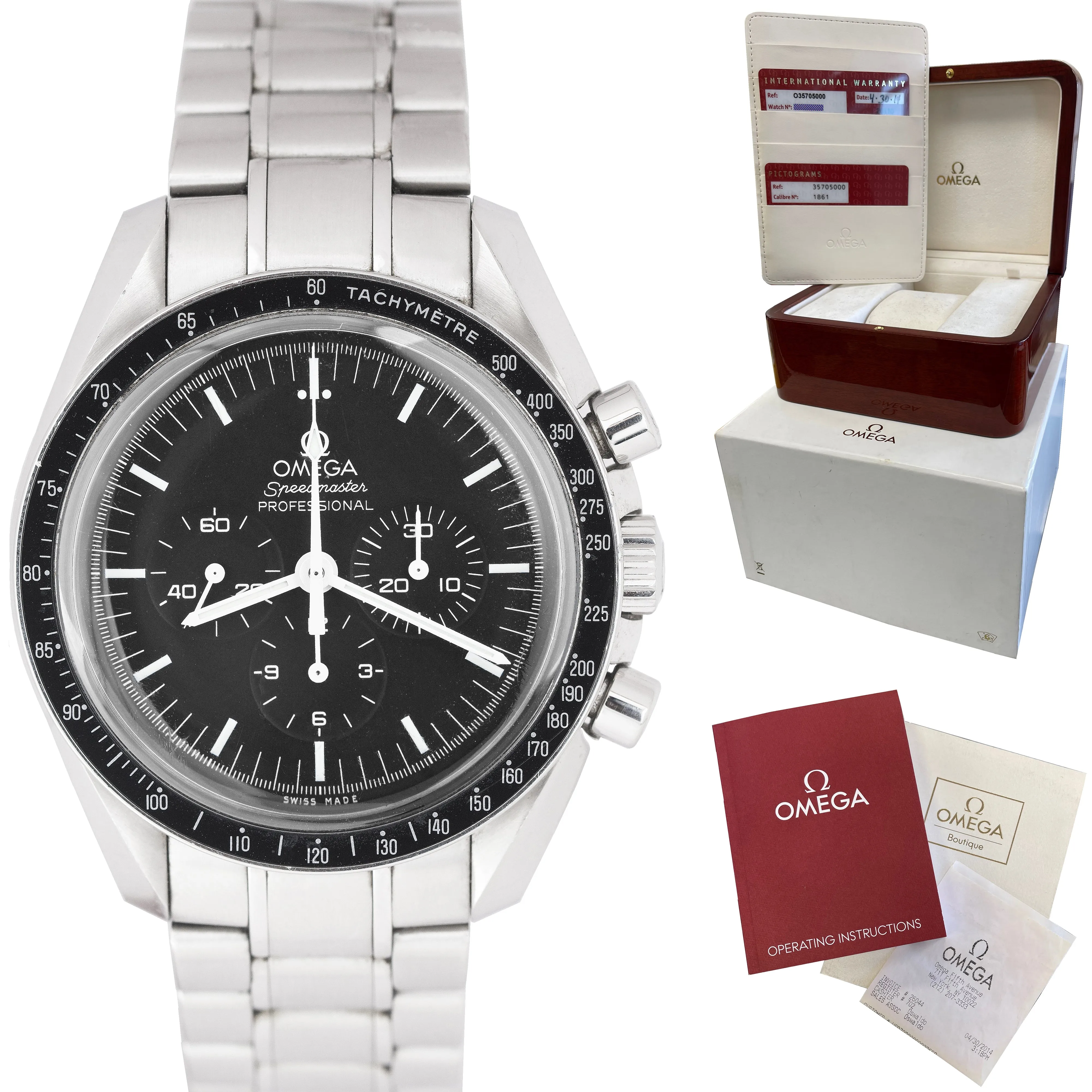Omega Speedmaster Moonwatch Black 42mm Chronograph Stainless Watch 3570.50.00