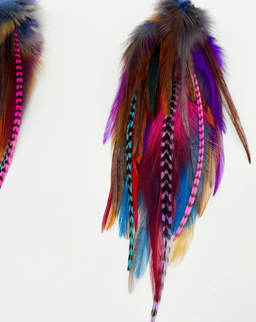 One of a Kind Long Bohemian Feather Earrings - Desert Raven