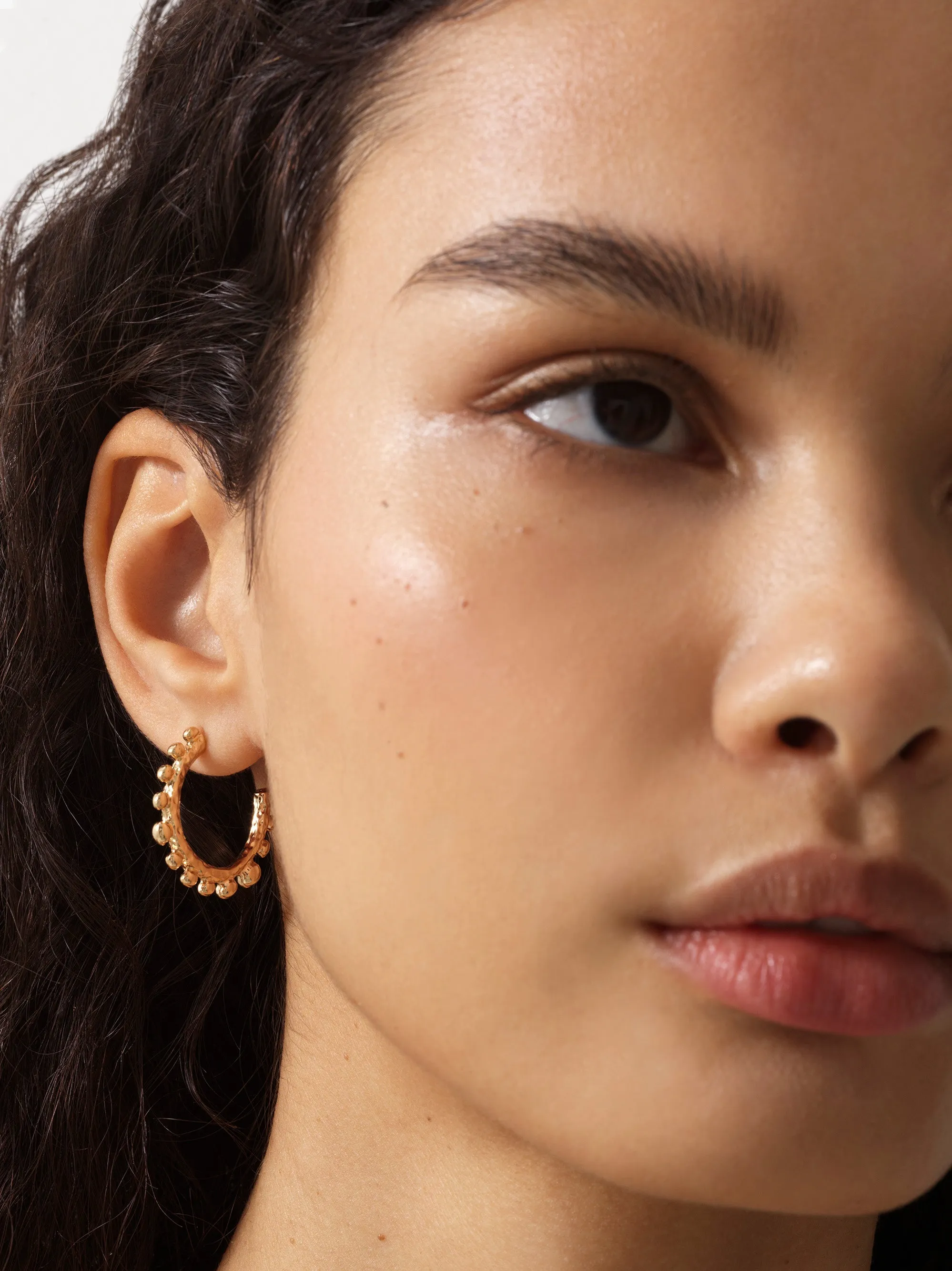 Organic Metal Beaded Hoop Earrings