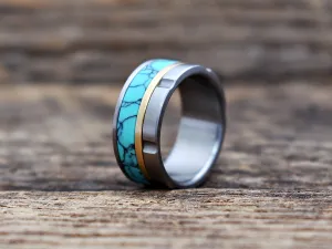 Outlaw - Titanium Brass and Stone Ring
