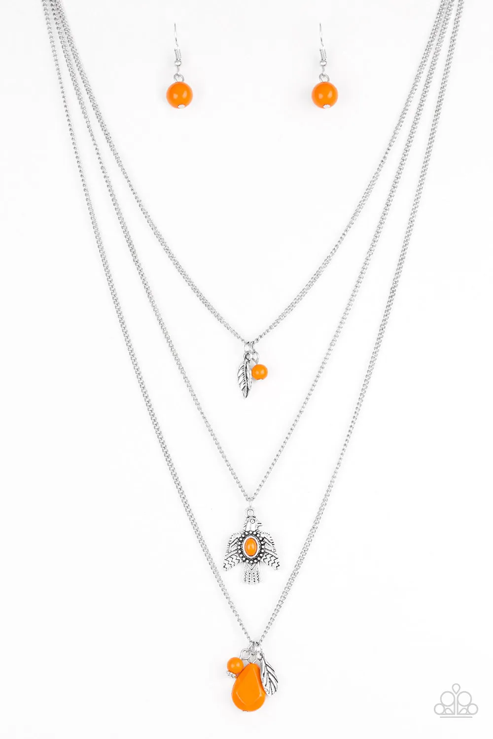Paparazzi Soar With The Eagles - Orange Layered Necklace