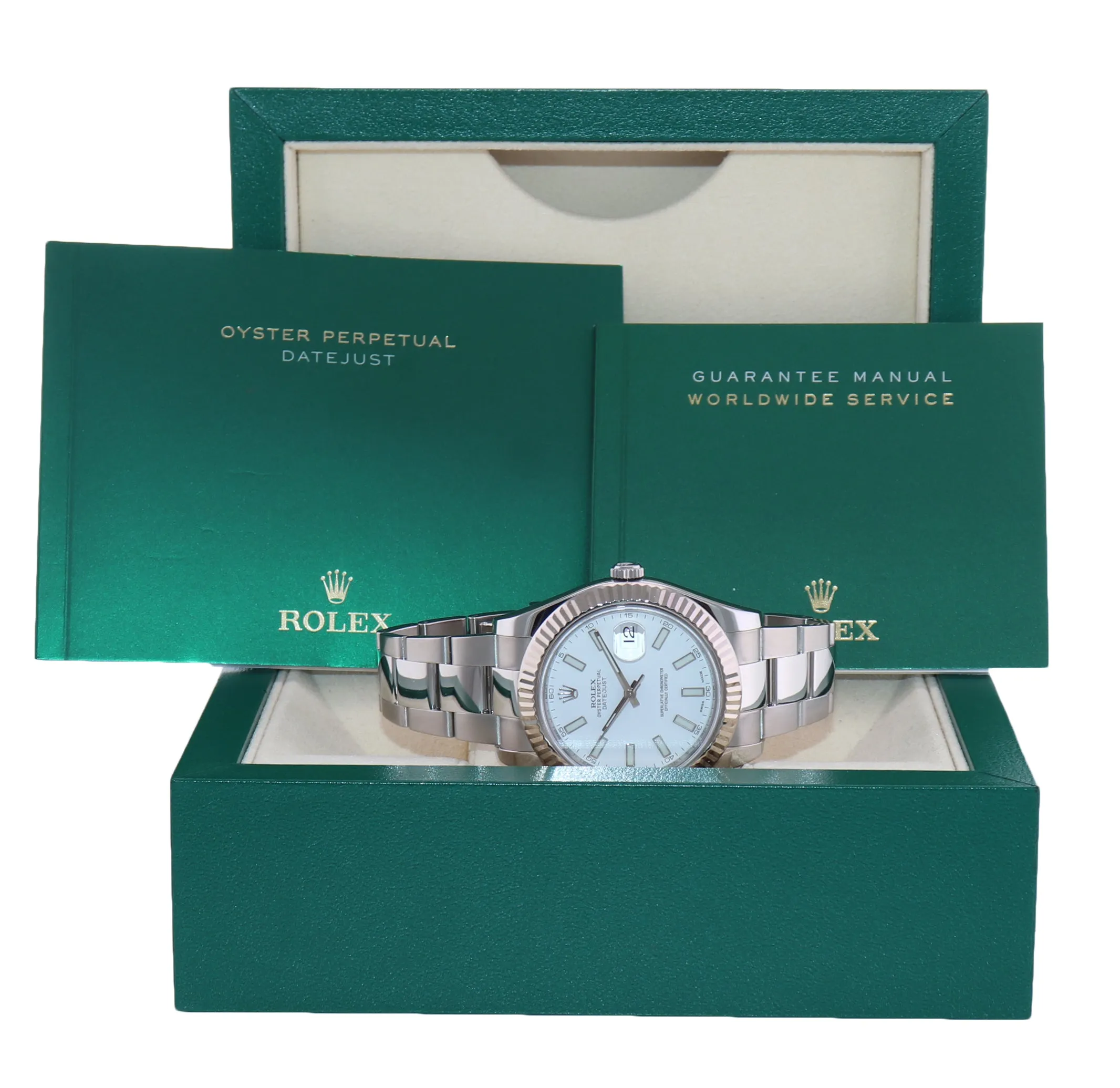 PAPERS Rolex DateJust 41 126334 White Stick Steel Fluted Oyster Watch Box