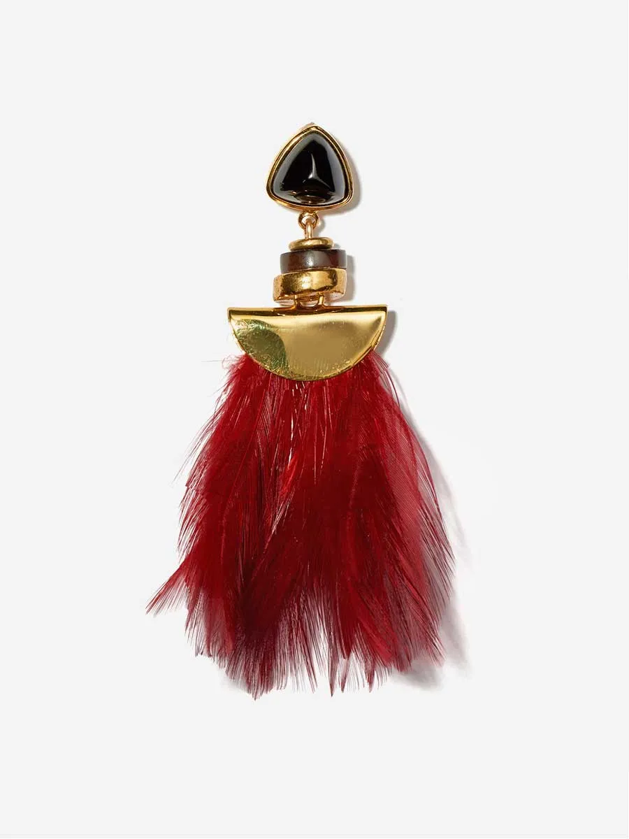 parrot earrings - burgundy