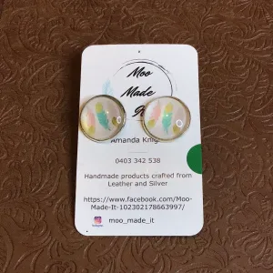 Pastel feather stud earrings -M011