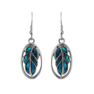 Paua Oval Feather Hook Earrings
