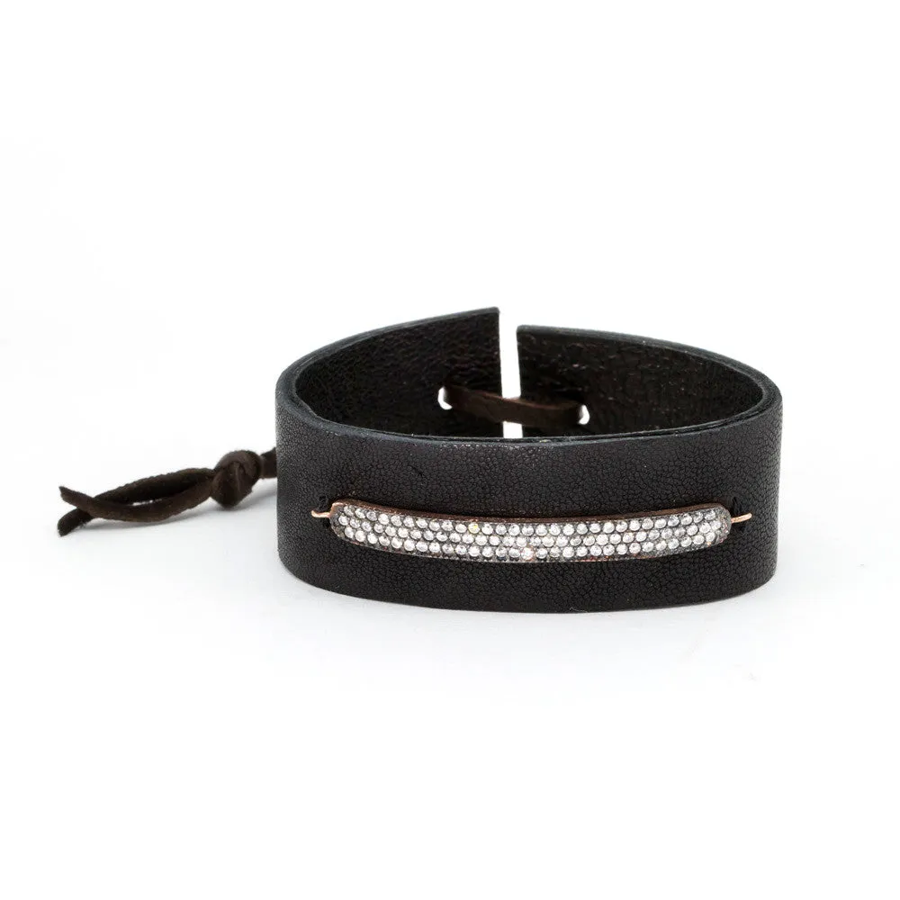 Pave Bar Leather Bracelet