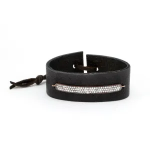 Pave Bar Leather Bracelet