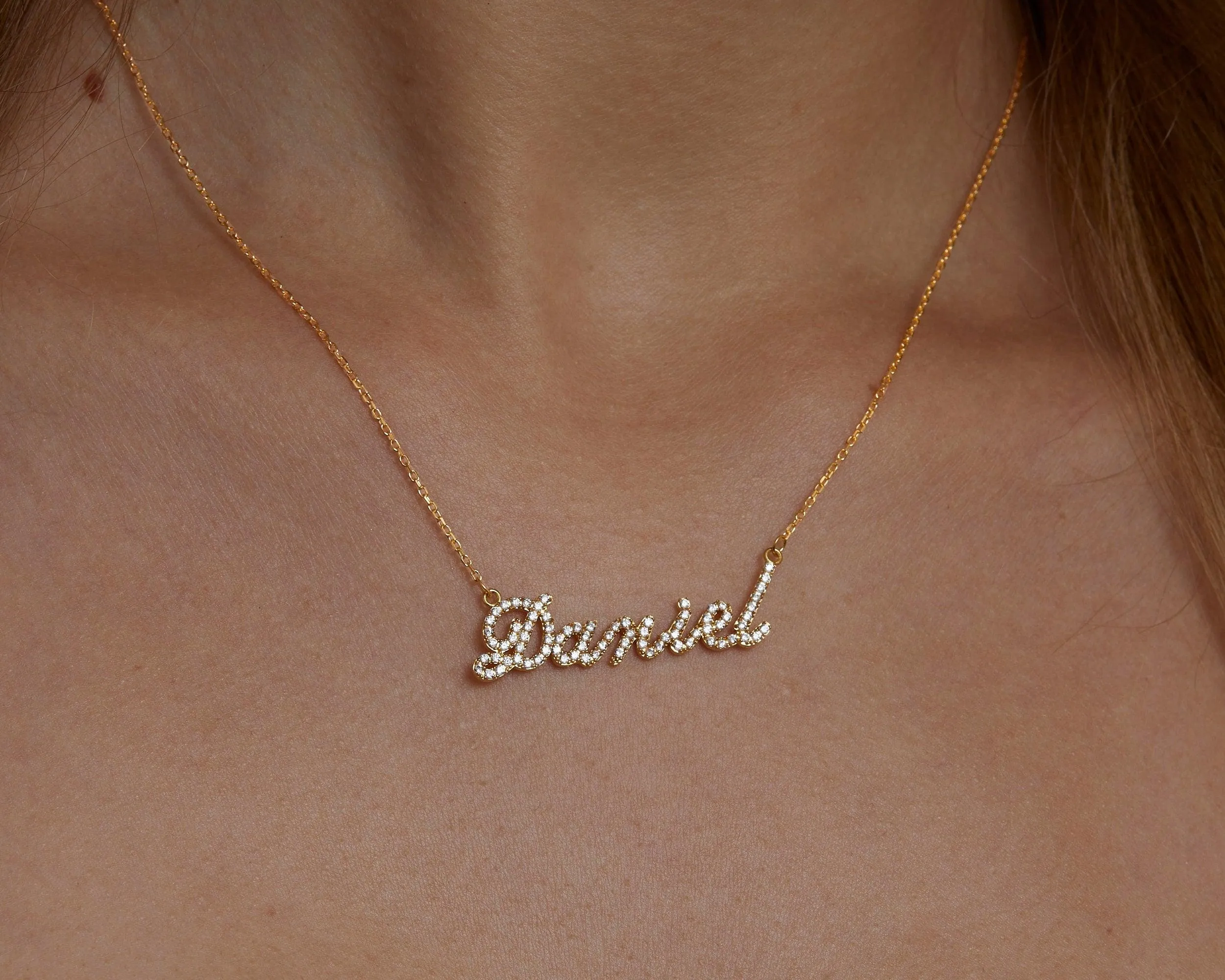 Pave Name Necklace - 18K Gold Vermeil